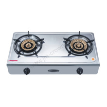 2 Burner Brass Burner Stainless Steel 710mm Gas Cooker